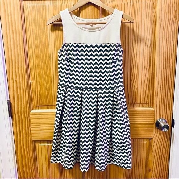 Altar'd State Dresses & Skirts - Altar'd State grey white chevron sleeveless dress